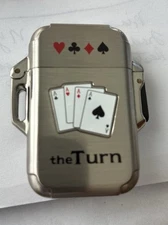 “The Turn” Cigarette Lighter 4 Aces On Front Of Case Unusual Untested