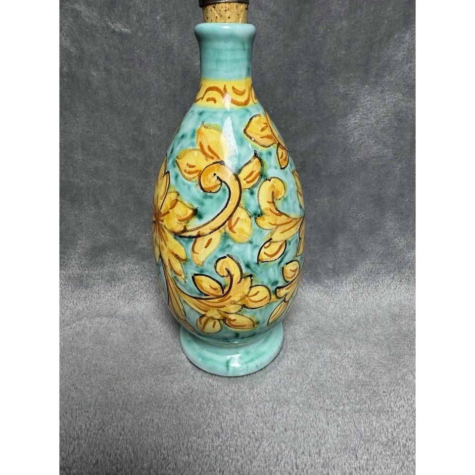 Handmade Italian Ceramic Olive Oil Bottle Deruta Vietri Style - Vietri Italy - Image 4 of 4