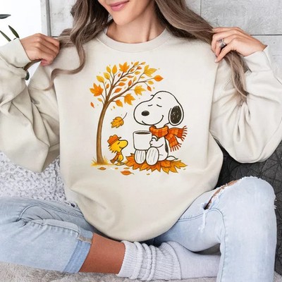 Snoopy Autumn Leaves Pumpkin Sweatshirt, Vintage Peanuts Coffee