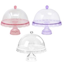 Cake Stand with Dome Cover Clear Acrylic 2-in-1 Dessert Display Stand Cupcake