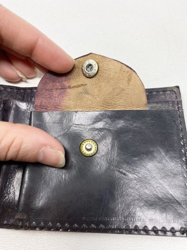 Vintage Leather Clutch Coin Purse Wallet Set Striped 80s Look India New Flaws - Picture 24 of 24