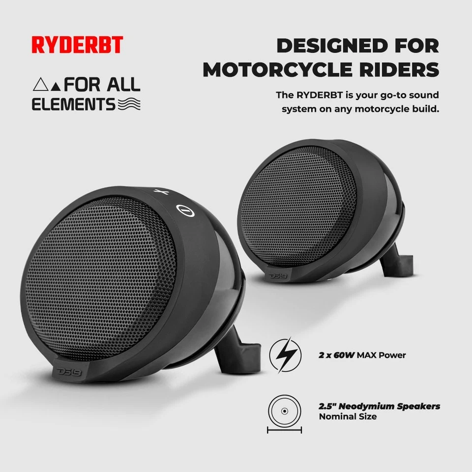 DS18 RYDERBT Bluetooth Speakers Amplified for Motorcycle Handlebar Mount - Изображение 2 из 4