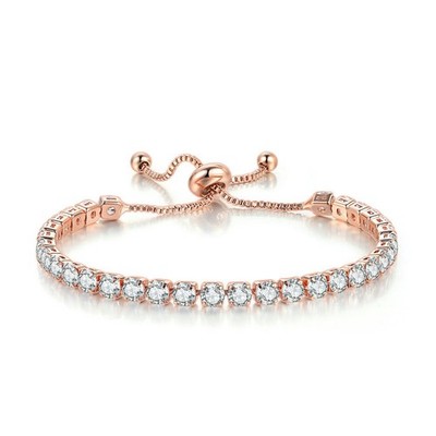 Tennisarmband Roségold weiß verstellbar Zirkonia Kristall Brautjungfer