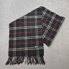 Burberry London Scarf 64x14 Inches Black Nova Check 100 Lambswool England Made