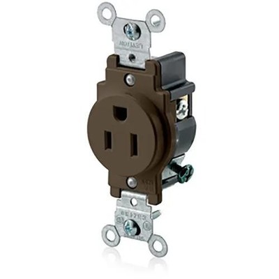 1PC LEVITON MANUFACTURING CO. 5015 BR REC SGL 2PO 3WI 5-15R 15A125V