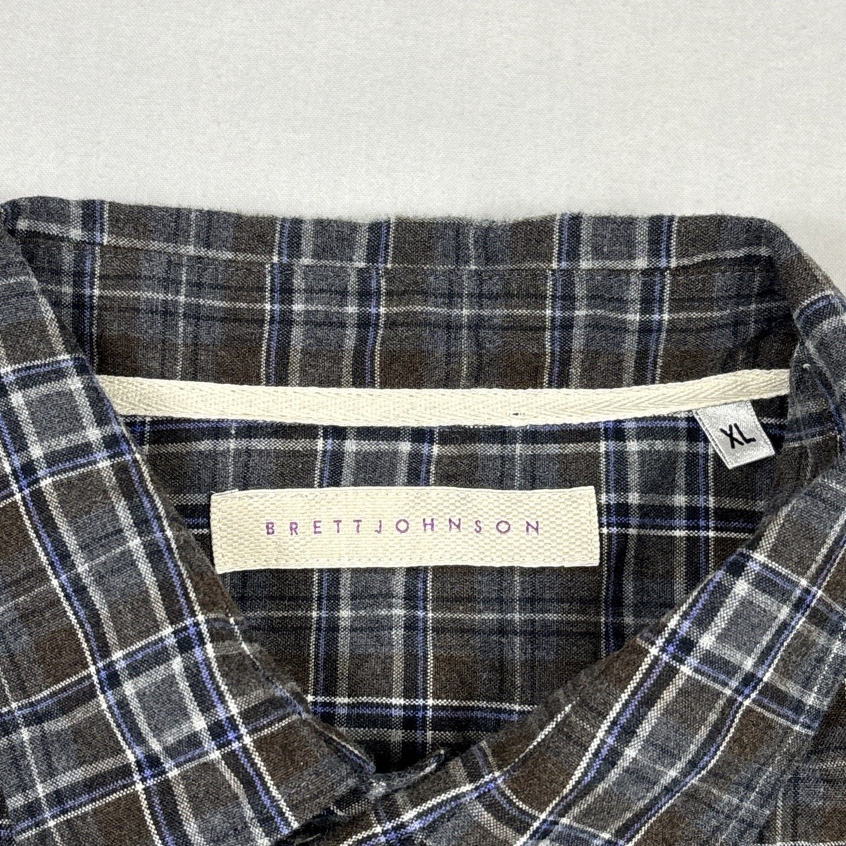 Brett Johnson Button Up Shirt Men's XL Gray Brushed Twill Preppy Designer Dress View 5