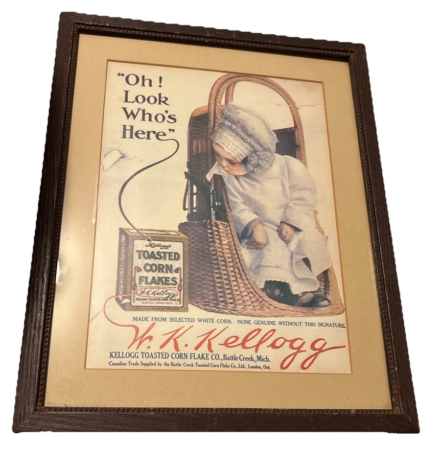 Signed 1976 Kelloggs Toasted Corn Flakes Advertisement Reproduction Framed 12x15 - Image 2 of 4