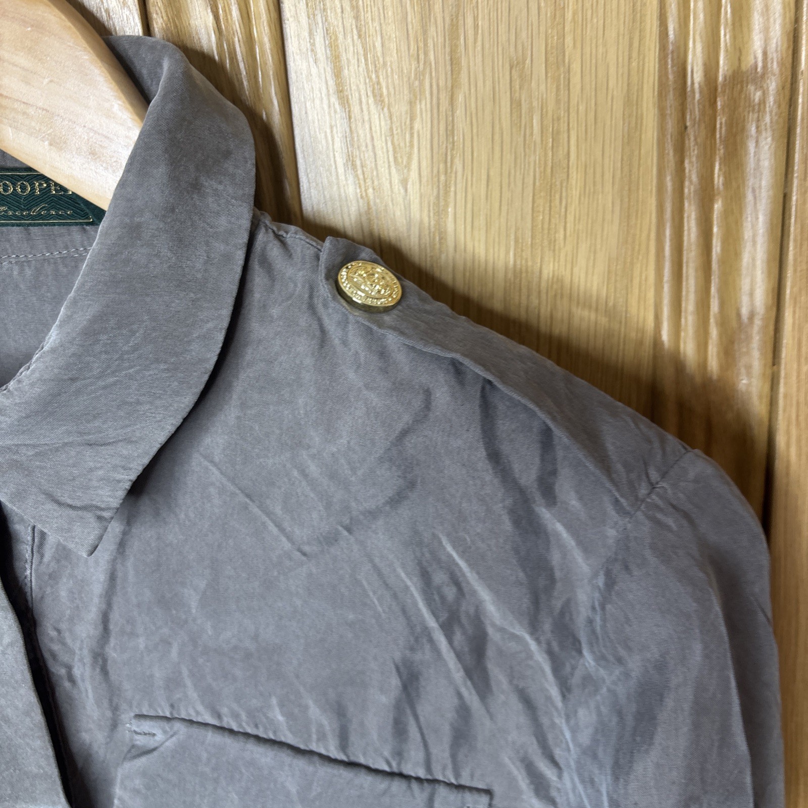 Holland Cooper Cupro Shirt Military Button Shirt khaki Blouse Size 10 Taupe Blog