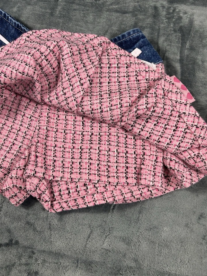 Falda vaquera a cuadros Y2K vintage princesa Disney falda corta niñas talla 5 rosa preppy Foto 4 de 4