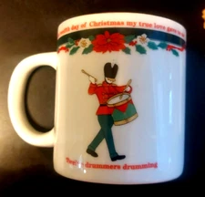 Tienshan Deck the Halls 12 Days Christmas Mugs. #12 "Twelve Drummer Boys"