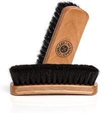 Premium Shoe Brush - Horsehair Shoe Brush - Concaved Handle for Premium Grip, Ta