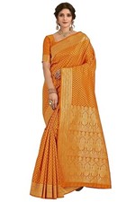 Women  s Banarasi Silk Saree With Blouse Piece