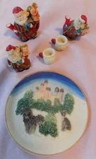 C & F Enterprises Resin Mini Tea Set ~ Scottish Santa Claus ~ 1995