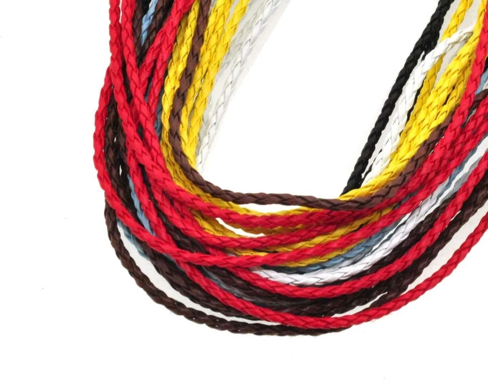 5 10 PIEZAS 20" 1.5 mm Cuero Cordón Cadena Collar Cuerda Cuero Trenzado para Joyería Foto 3 de 3