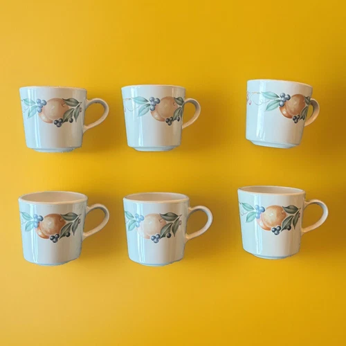 Set of 6 Vintage Corelle Abundance Coffee Cups  Mugs