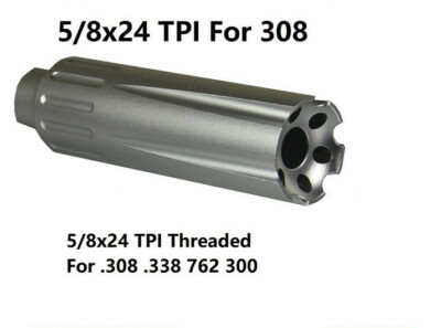 4.5 Inch 5/8x24 TPI For 350 legend Muzzle Brake Compensator Silver Color