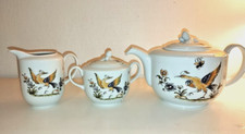 Service à café ou thé Moustiers 18ème, porcelaine, carafe, sucrier, pot à lait