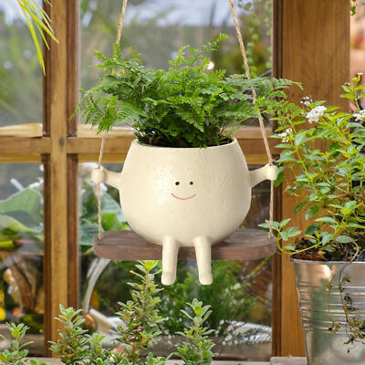 Swing Face Planter Pot Hanging Resin Head Succulent Creative Flower Pots  Garden | eBay