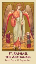 St. Raphael the Archangel LAMINATED Prayer Card, 5 pack,