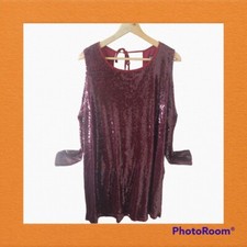Boohoo Women Dress Sequin Cold Shoulder Evening Cocktail Tunic Size U.S 16