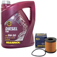 MotoröL Set 5W-30 5 Liter + ÖLfilter SH 4035 P FüR Citroen Fiat Lancia Peugeot