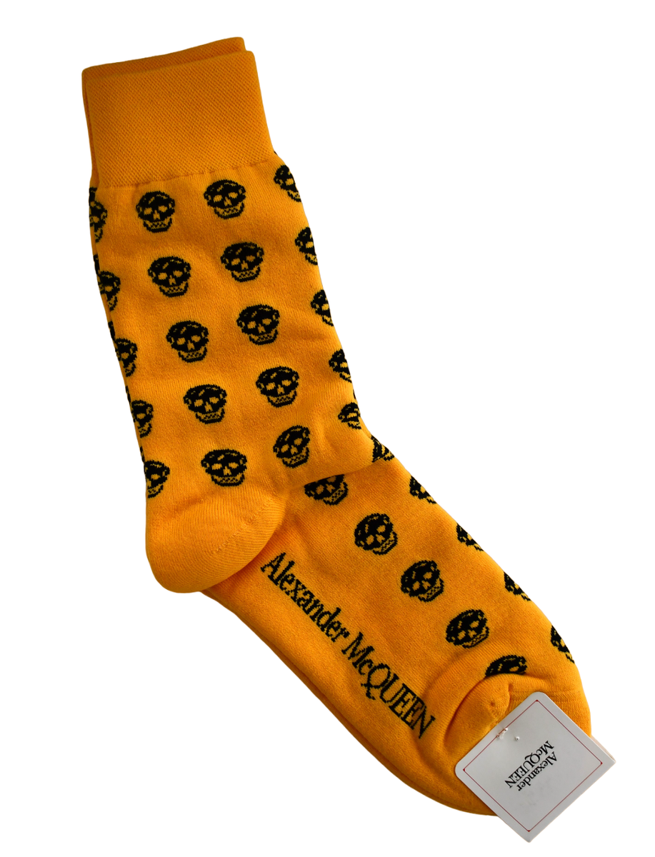 🆕️Auth ALEXANDER MCQUEEN Yellow SKULL Logo COTTON Blend Men's