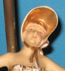 PAIR VINTAGE PORCELAIN & BRASS DANCING LADIES ART DECO LAMPS — photo 2
