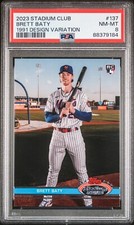 BRETT BATY 2023 STADIUM CLUB RC #137 [1991 DESIGN VARIATION]-PSA 8-P2/NH-NY METS
