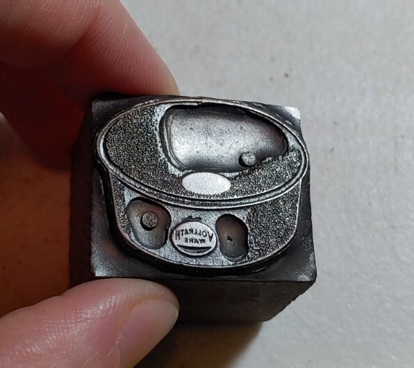 Vintage Letterpress Printing Block Vollrath Ware Advertising