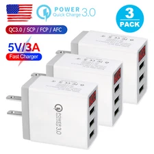 3PACK 3 Port Fast Quick QC 3.0 USB Hub Wall Charger Power Charge Adapter US Plug