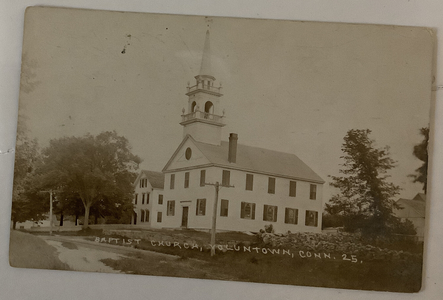 Real Photo Postcard Baptist Church Voluntown CT Connecticut RPPC