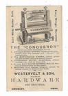Trade Card Conqueror Laundry Wringer Westervelt Hardware Groceries Oberlin Ohio — photo 2