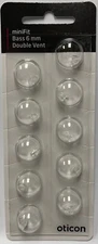 1 Pack Oticon miniFit 6mm Bass Double Vent Domes For Hearing Aids. 10 Total.
