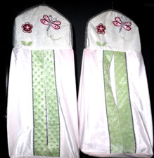 TWINS 2-Kidsline Pnk Blk Gingham Green Dragonfly Ladybug Flower Diaper Stacker