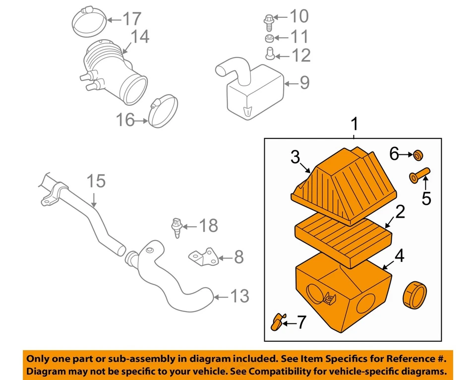 Conjunto de filtro de aire usado se adapta a: Nissan Frontier 2004 6 cilindros grado A Foto 3 de 4