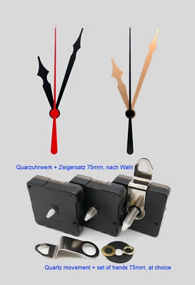 JH1668 Movimento al quarzo silenzioso con set di lancette 7,5 cm nero oro per orologio da parete senza ticchettio