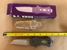SCUBA DIVE KNIFE 420 STAINLESS 3" SERRATED BLADE MOLDED NYLON GRIP B.C.KNIFE 88