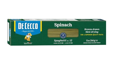 De Cecco Spinach Spaghetti, Eight 12 Oz Boxes