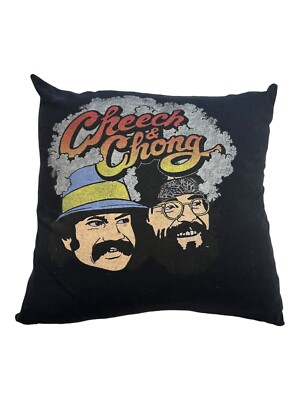 Cheech and Chong Throw Pillow Handmade Sewn Vintage 18 X 18 Black Up In Smoke