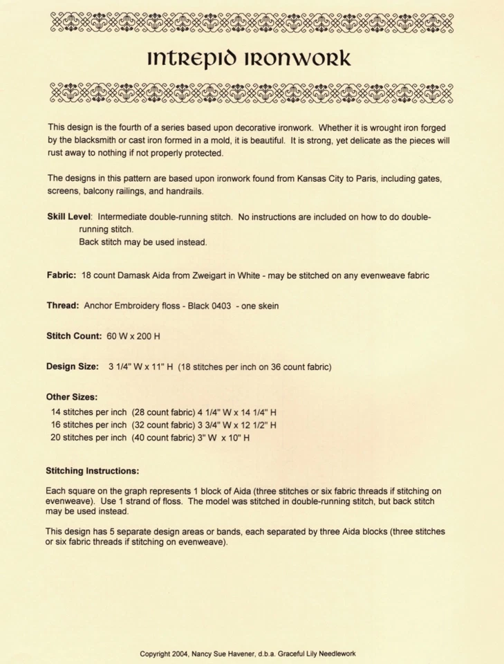 INTREPID IRONWORK  Embroidery Pattern by Graceful Lily Needlework - Image 2 of 2