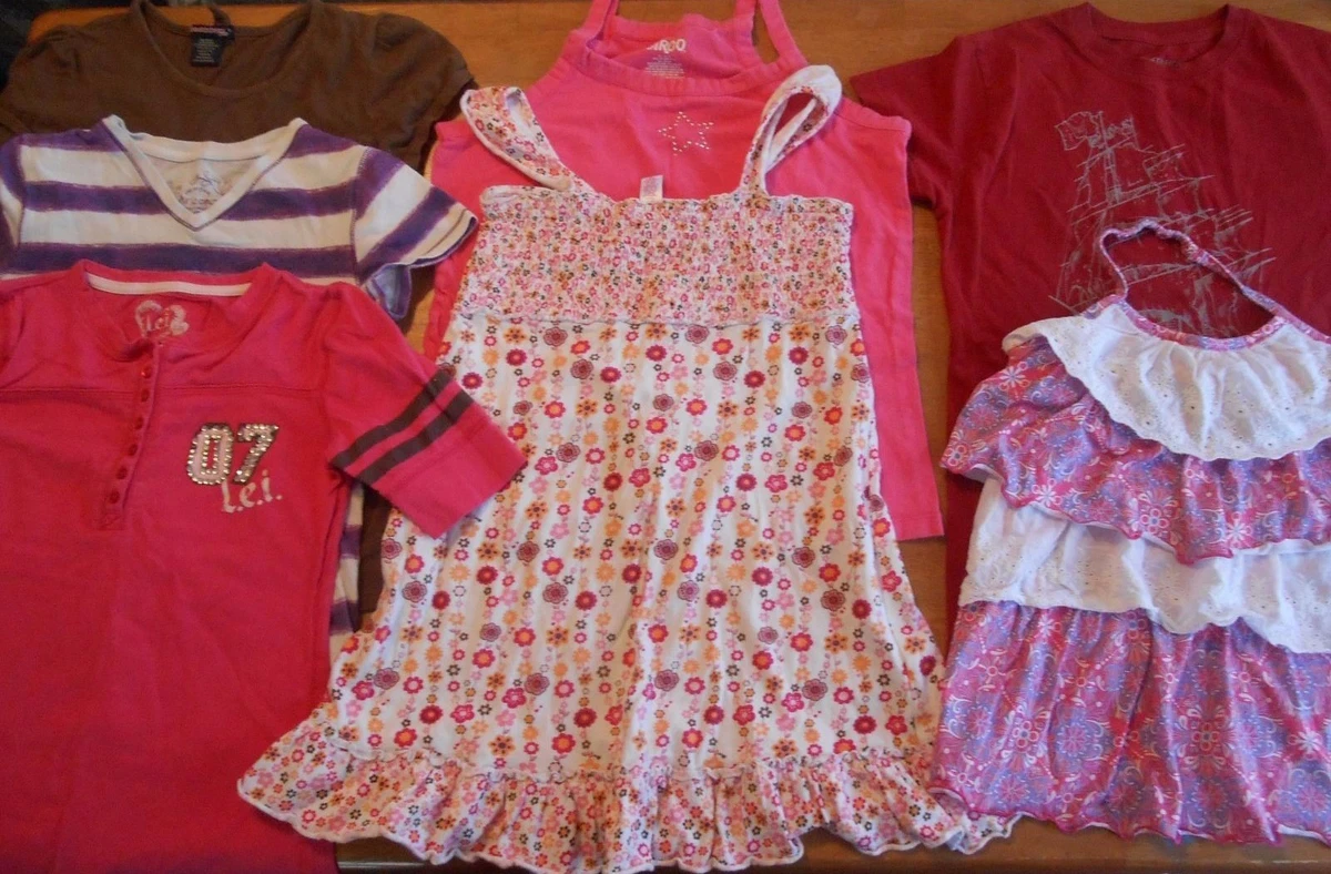 Girls tops shirts size 14 lot of 6 summer multi color purple