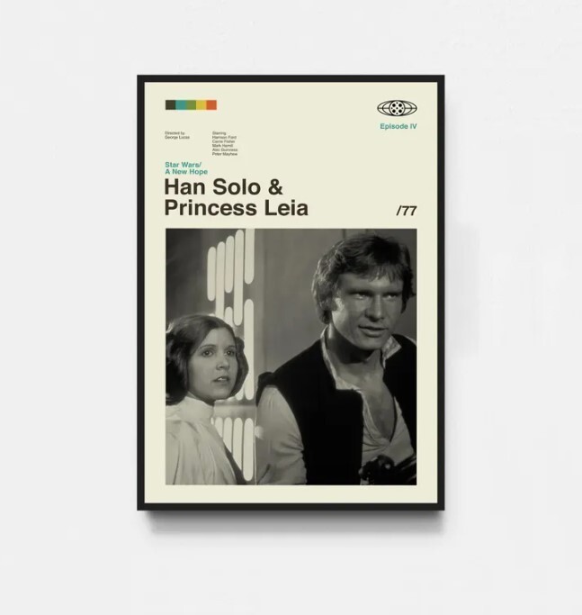 Han Solo and Princess Leia - Star Wars Poster, Star Wars Print