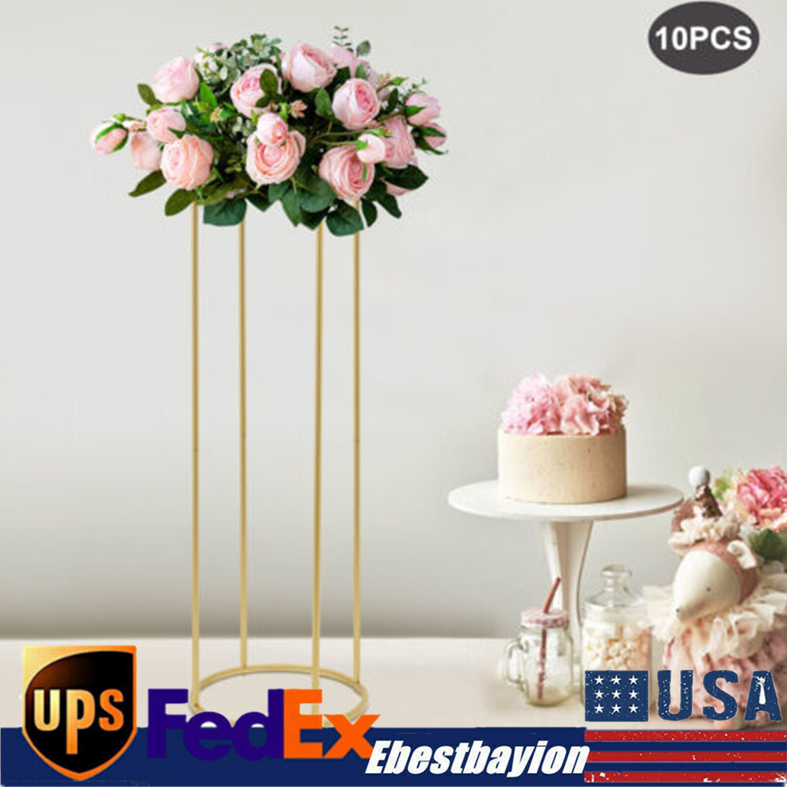 10Pcs Gold Wedding Centerpieces for Wedding Tables Metal Flower Stand Decor