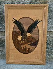 Hudson River Inlay Marquetry by Jeff Nelson Eagle in Flight 128 Signed 10"X7"