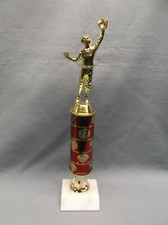 BASEBALL outfielder trophy red theme column white marble base