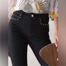 White House Black Market Mid-Rise The Sculpt Skinny Ankle Dark Denim Jeans, 2L