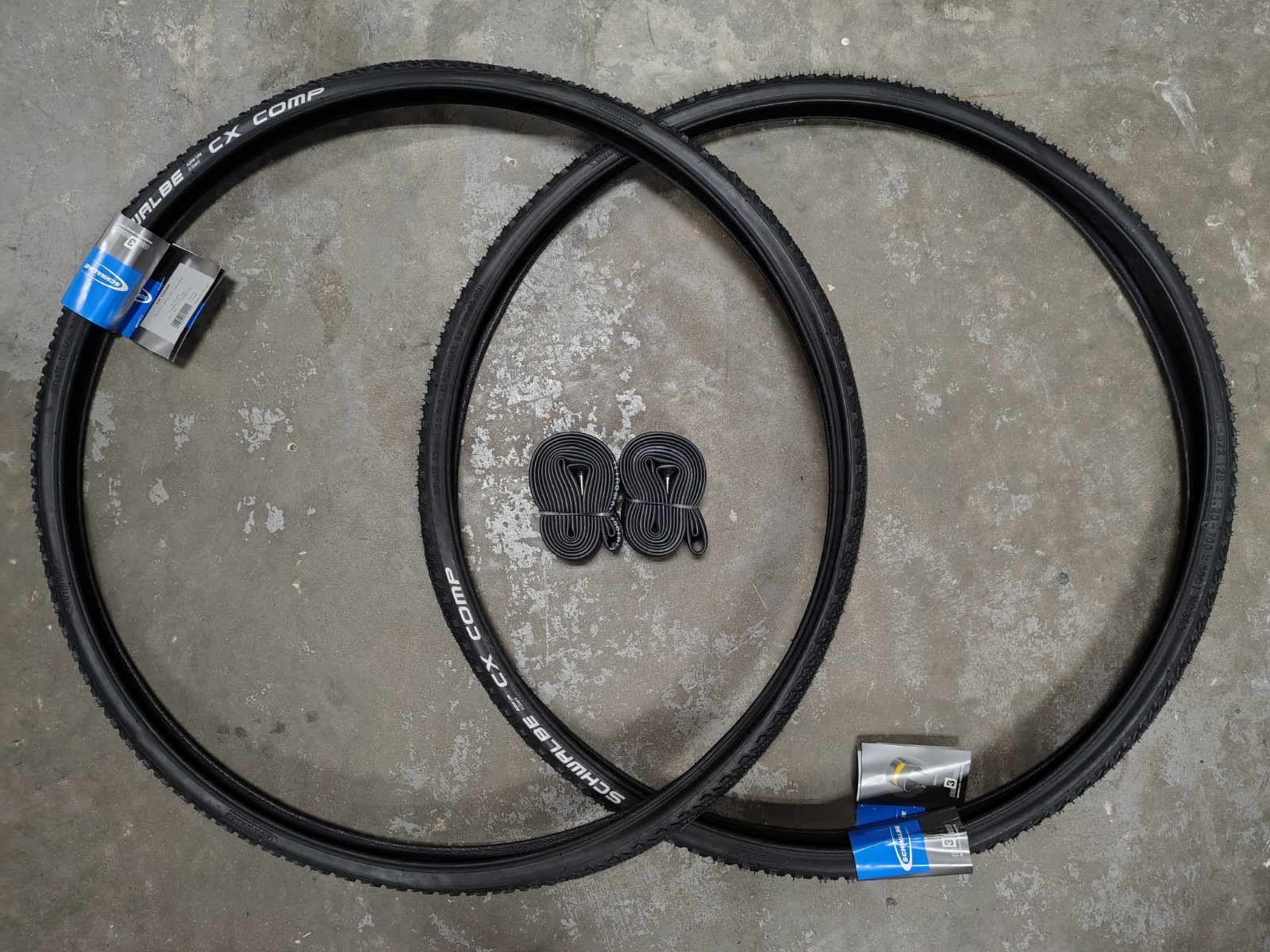 New Set 700 x 30 Schwalbe CX Comp Tires, Clincher, Wire, With Inner Tubes