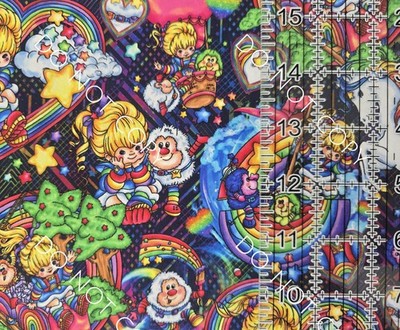 Custom 100% Cotton Woven Fabric Rainbow Brite Navy By The 1/4 Yard 9x56