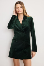 GOOD AMERICAN VELVET EXEC DRESS IN PINE GREEN - M - NEW - RETAIL: $208