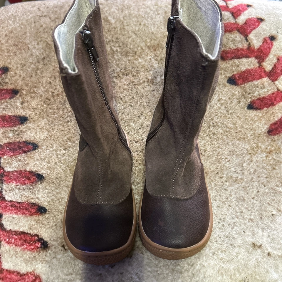 Livie & Luca Suede Boots Girls Size 8 Brown Leather Side Zip - Image 2 of 4